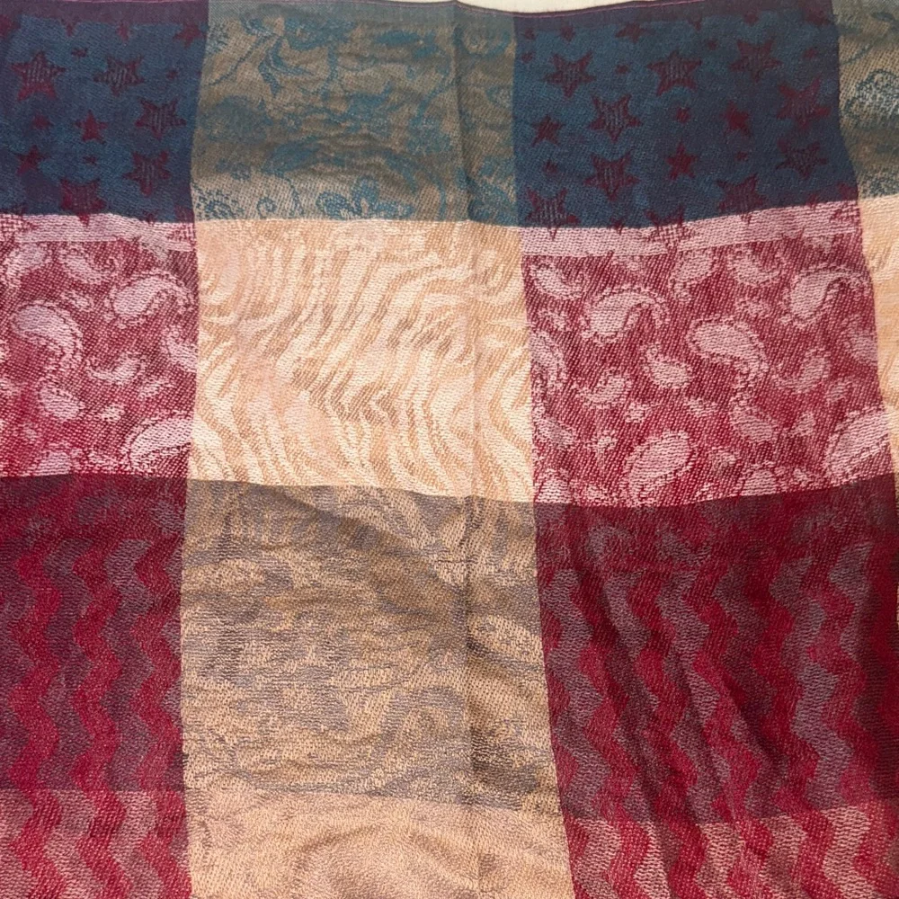 Pashmina Cashmere Multi-Pattern Checkered Scarf with Fringe